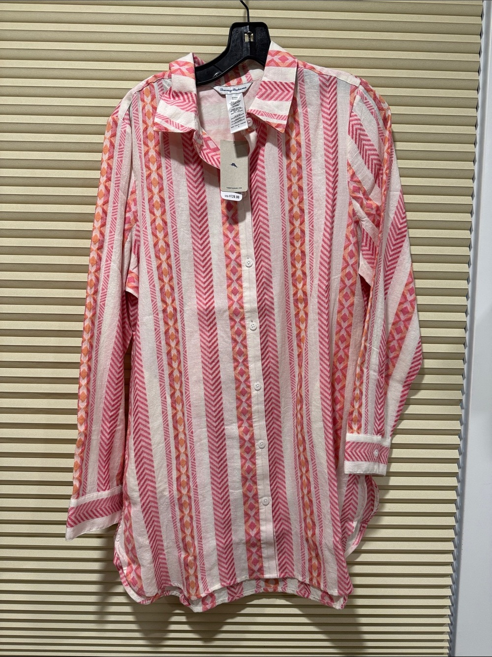 Striped Pink & White Women’s Button-Up Shirt
